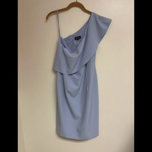 Tahari one shoulder ruffle dress